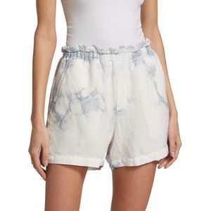 Linen Tie-Dye Shorts Stretchy Paper Bag Waist NSF White 100% Cotton Joey Shorts